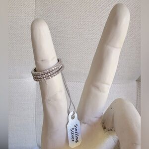 Stackable rings, Sterling Silver and Cubic Zirconia, seat for 3 rings, NWOT